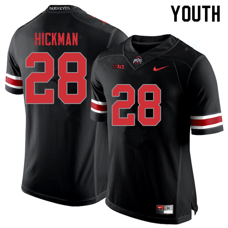 Youth #28 Ronnie Hickman Ohio State Buckeyes College Football Jerseys Sale-Blackout